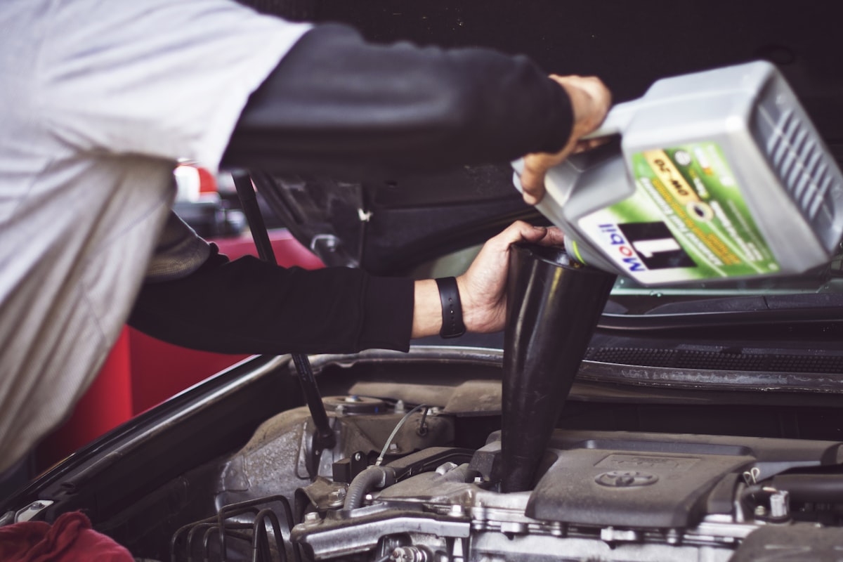 Vehicle being serviced