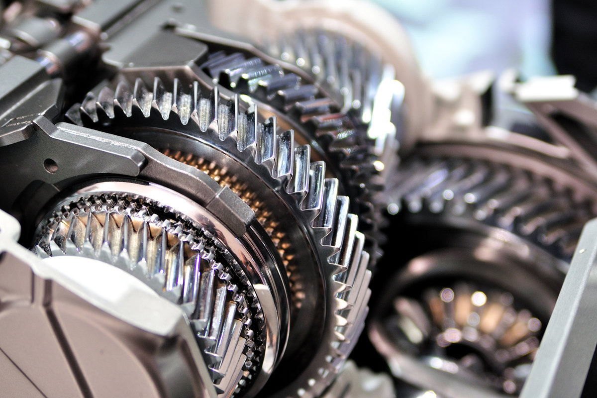 Cross-section of a car gearbox